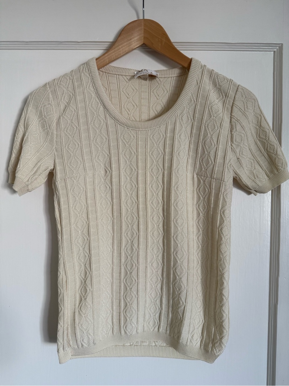 Vintage Cream Short-Sleeve Knit Top